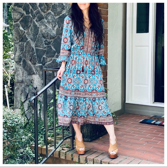 FABULOUS BOHO GYPSY CHIC FLORAL DRESS - Picture 3 of 16